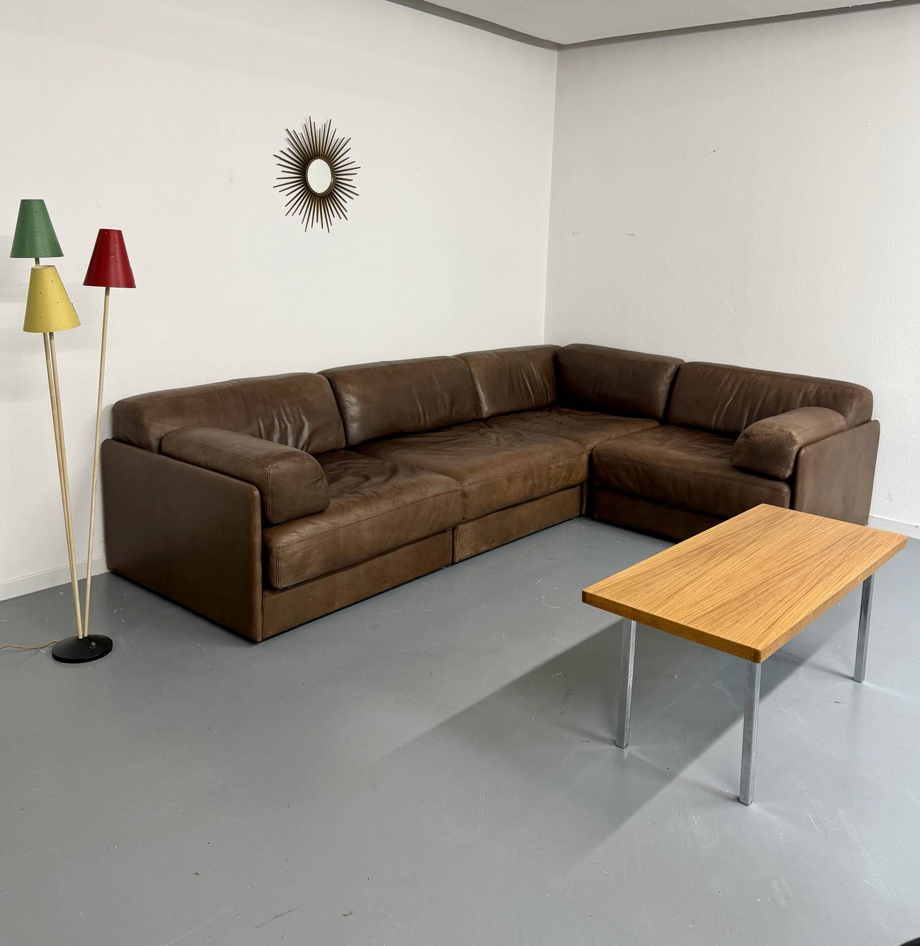 Modular corner sofa DS-76 in brown leather, designed by De Sede, 1980s.