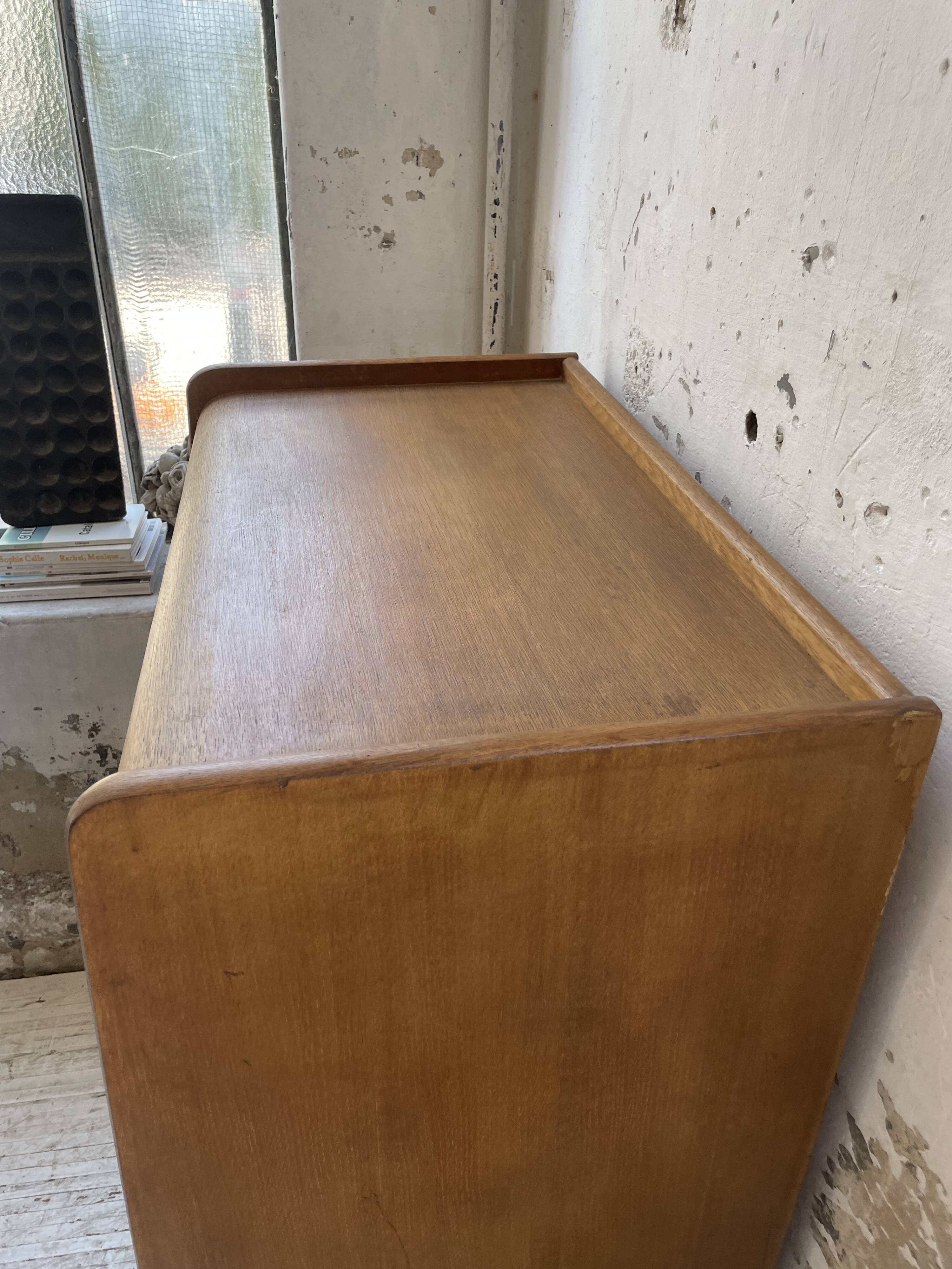 Meuble de rangement secrétaire chêne années 60