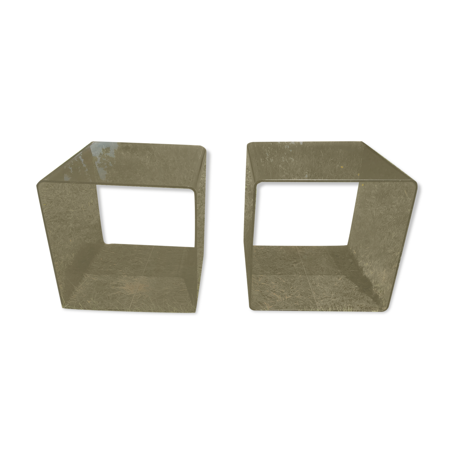 Pair of bedside tables in plexiglass smoked 70