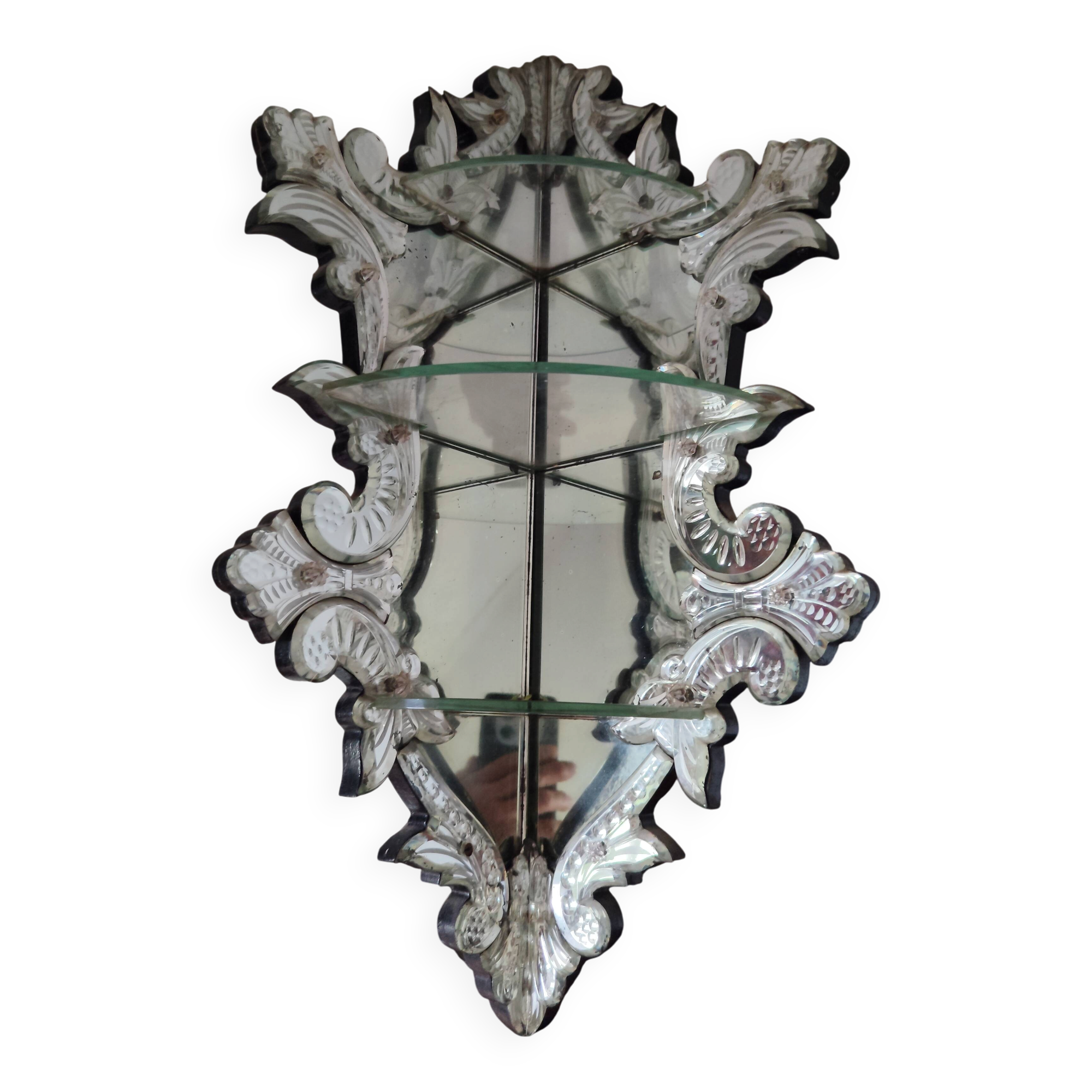 Étagère angle miroir vénitien