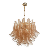 Contemporary Clear and Gold “Petali-Selle” Murano Glass Chandelier in Mazze
