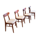 4 vintage Scandinavian "Freya" chairs in natural linen boucle.