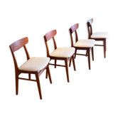 4 Chaises scandinave vintage "Freya" en bouclette lin naturel