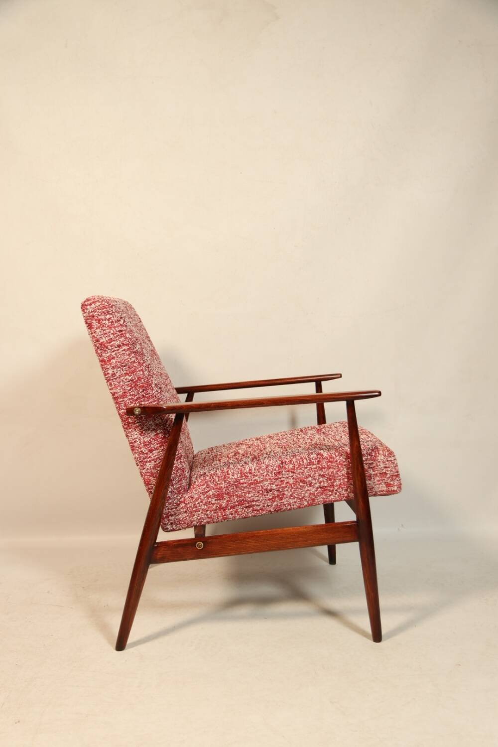 Vintage armchair and footrest red lobster Boho style fabric design by H.Lis 300-190 model