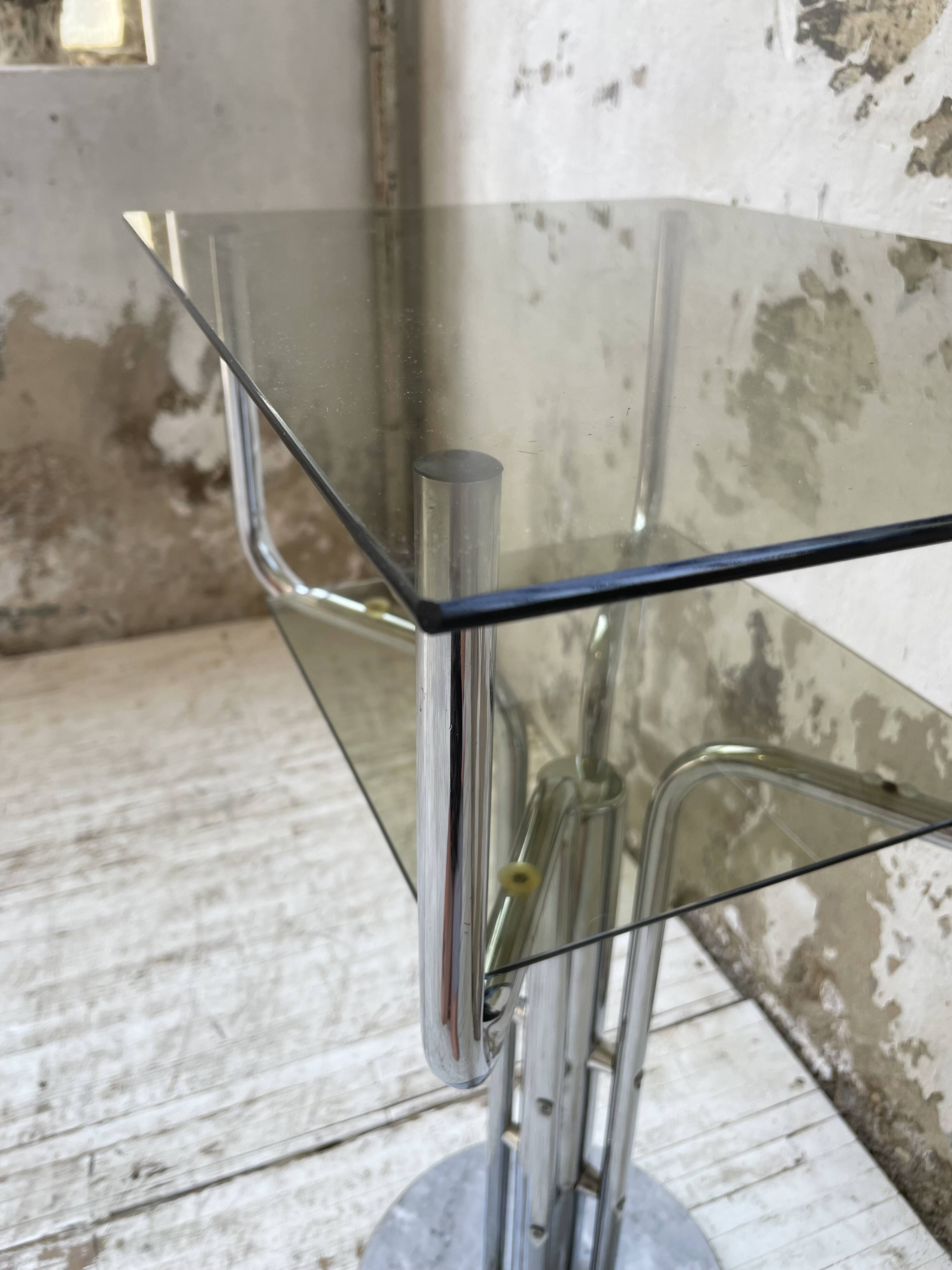 80s glass and marble console