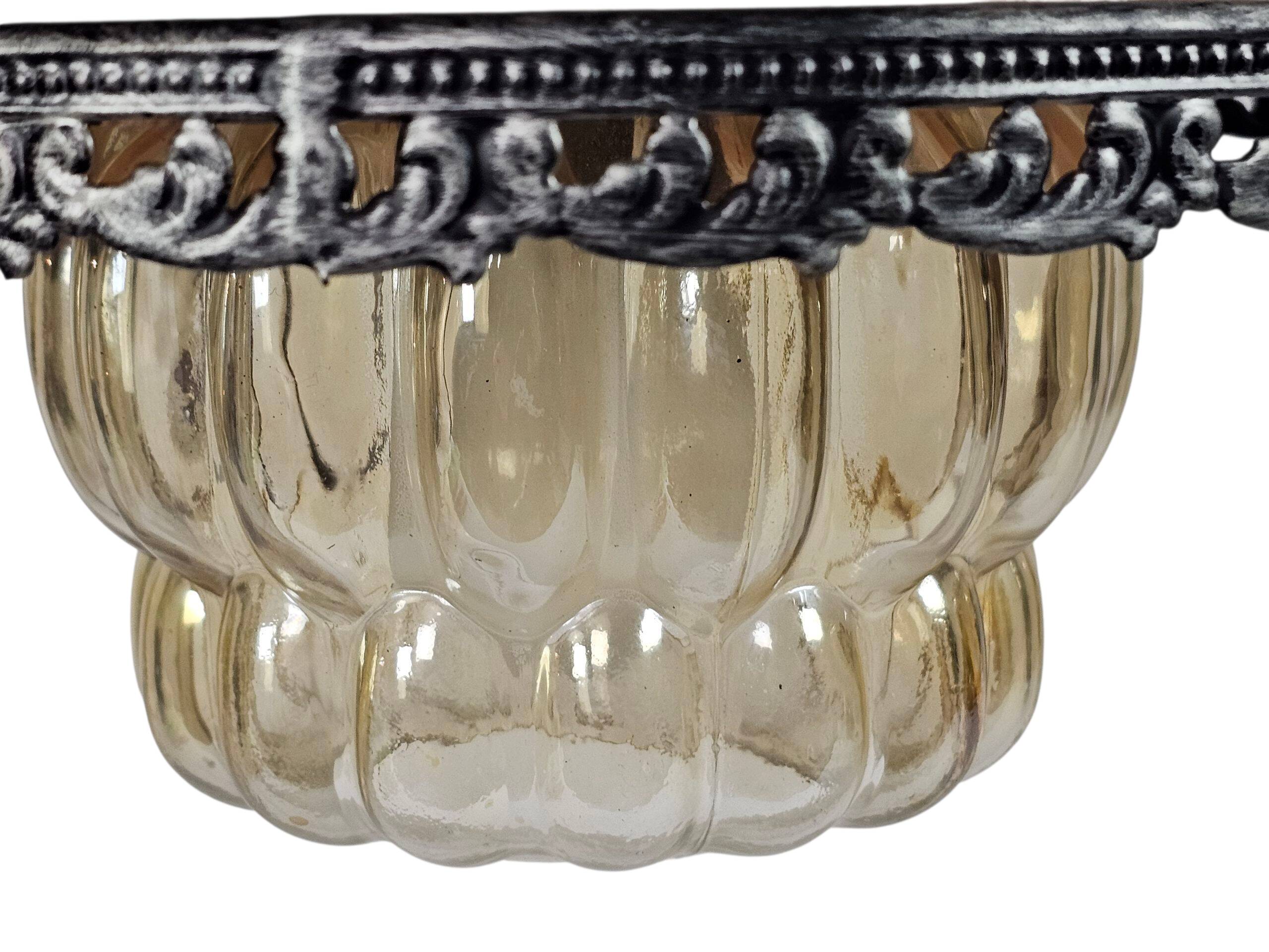 Veb narva leuchtenbau lengeveld - lampe suspendue - cuivre - verre - allemagne de l'est