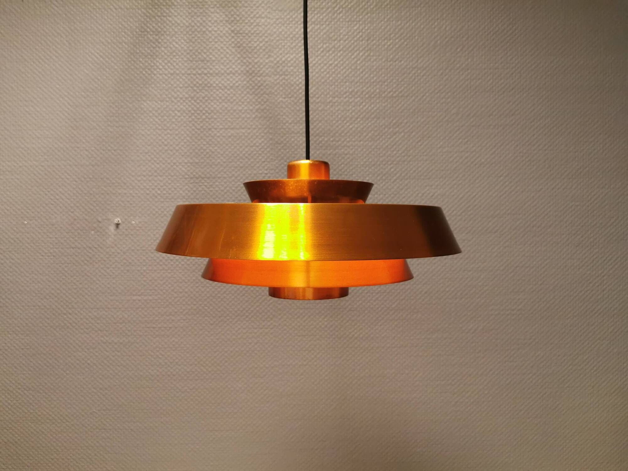 Hanging lamp model ‘Nova’ designed by Jo Hammerborg for Danish Fog&Mørup 1963 in copper