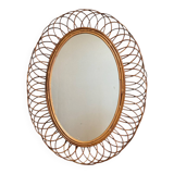 1960s Oval Rattan Mirror France