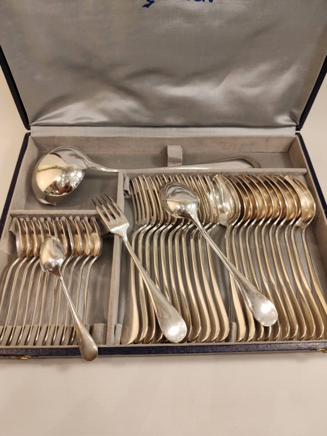 Cutlery set in silver plated metal, silver, 37 pieces.