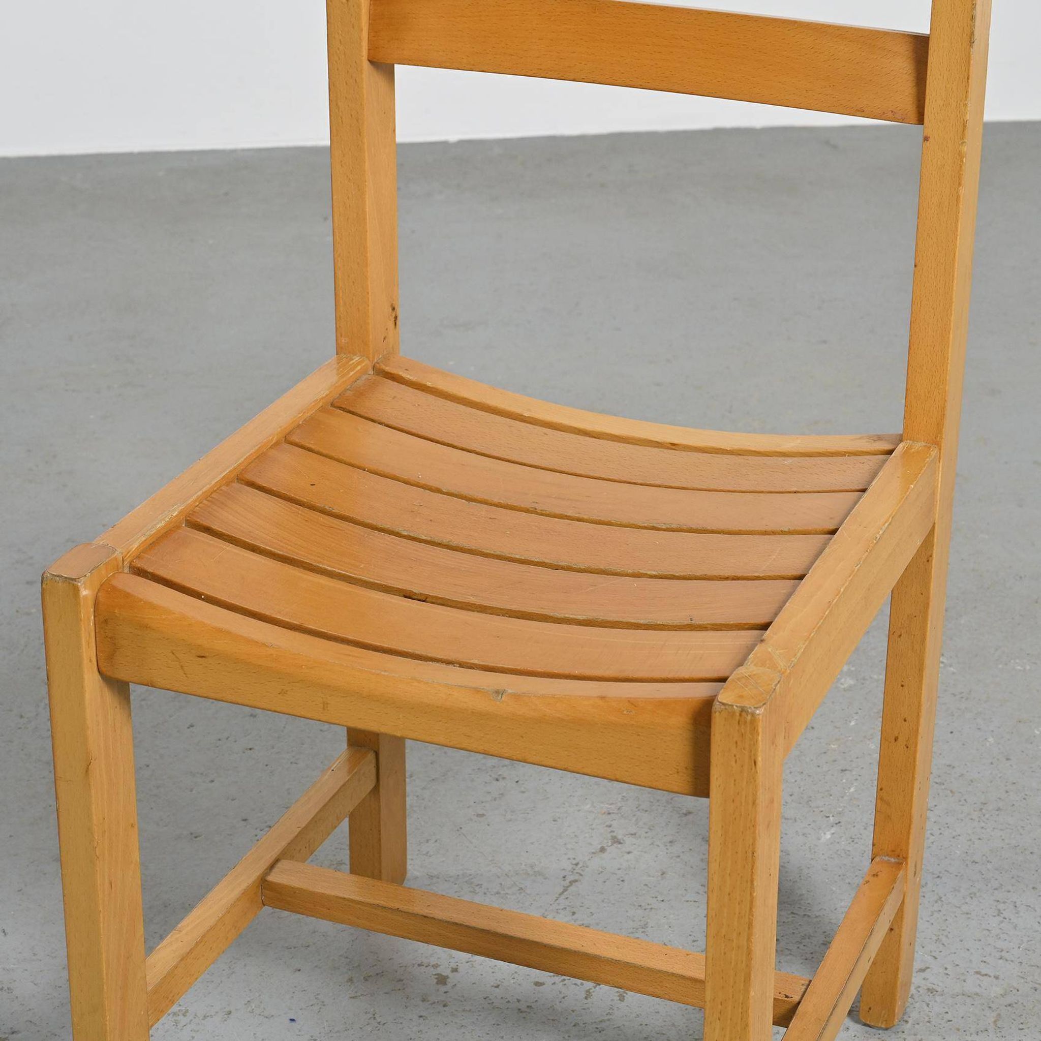 André Sornay, set of six beechwood chairs, France 1960
