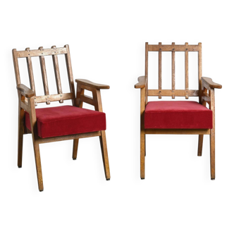 Rare pair of wooden armchairs, Henry Jacques Le Même, Megève, circa 1949