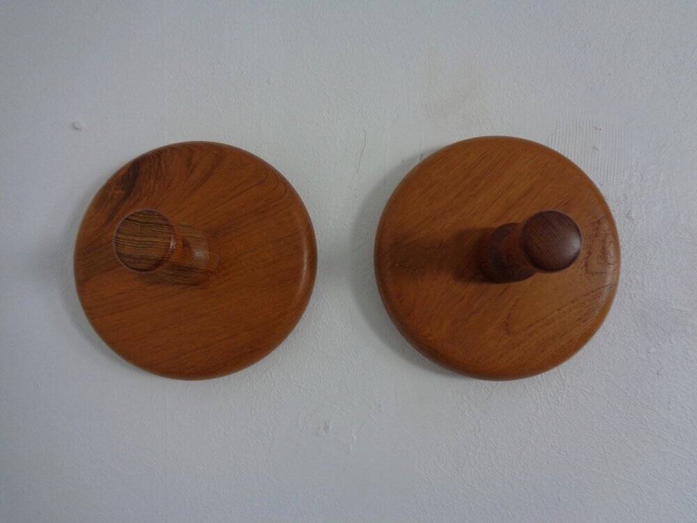 Danish Teak Hooks, 1960s, Set of 2