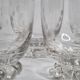 Set of six Art Deco style engraved crystal glasses on spherical feet