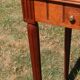 Art Deco oak dressing table, marble top and swivel mirror.