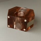 Apricot plexiglass table lighter by Astrolite with silver frame - Space Age Italian 1970s sculpture