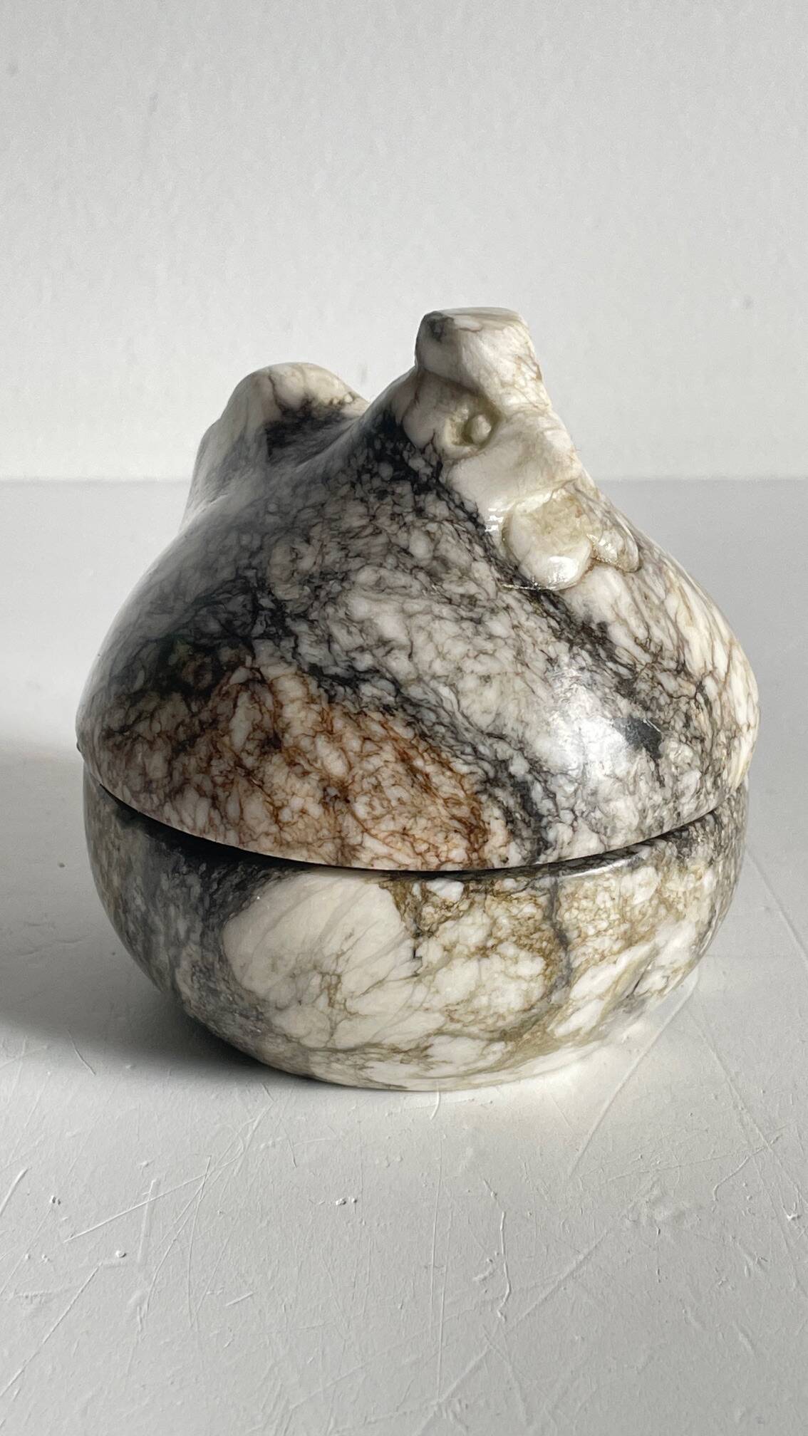 Vintage Marble Chicken with Eggs Sculpture
