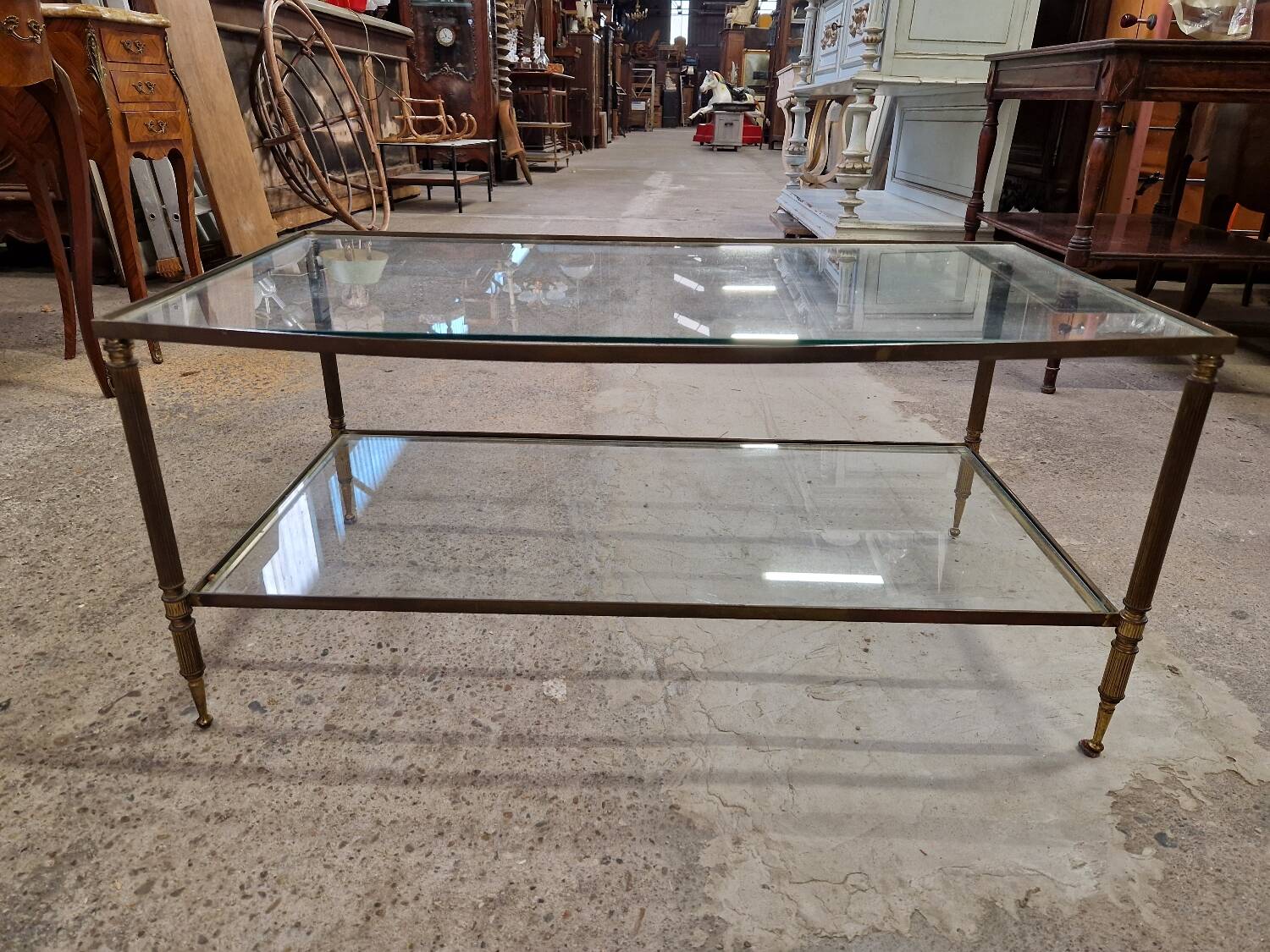 Brass and glass coffee table
