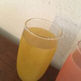Orange ade glasses in granite-colored glass