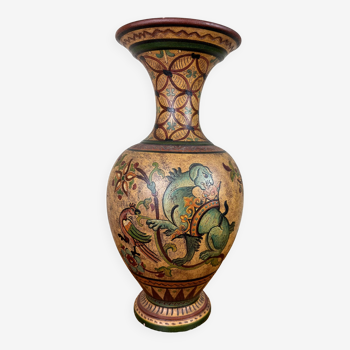 Montopoli Etruria :grand vase en terre cuite peinte a la main réalisé en Italie dans les années 1930