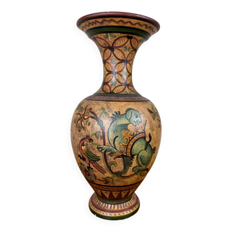Montopoli Etruria :grand vase en terre cuite peinte a la main réalisé en Italie dans les années 1930