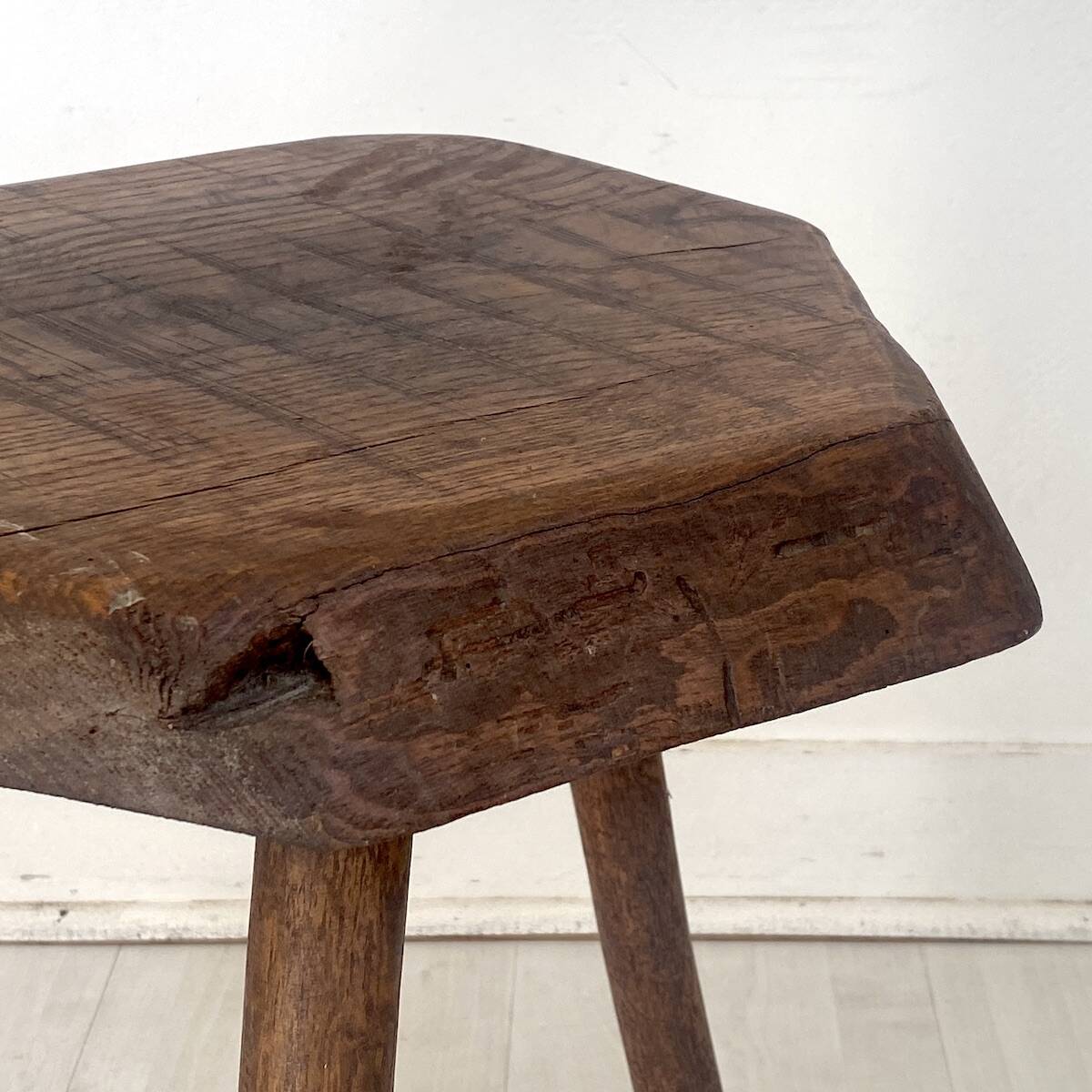 Brutalist stool in solid oak