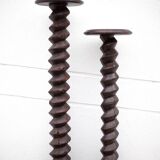 Pair of old wooden harness press screws