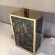 Lamp in gilded metal and stylized glass. In the style of Aldo Tura