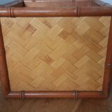 Cache pot, storage box in wood and rattan.
