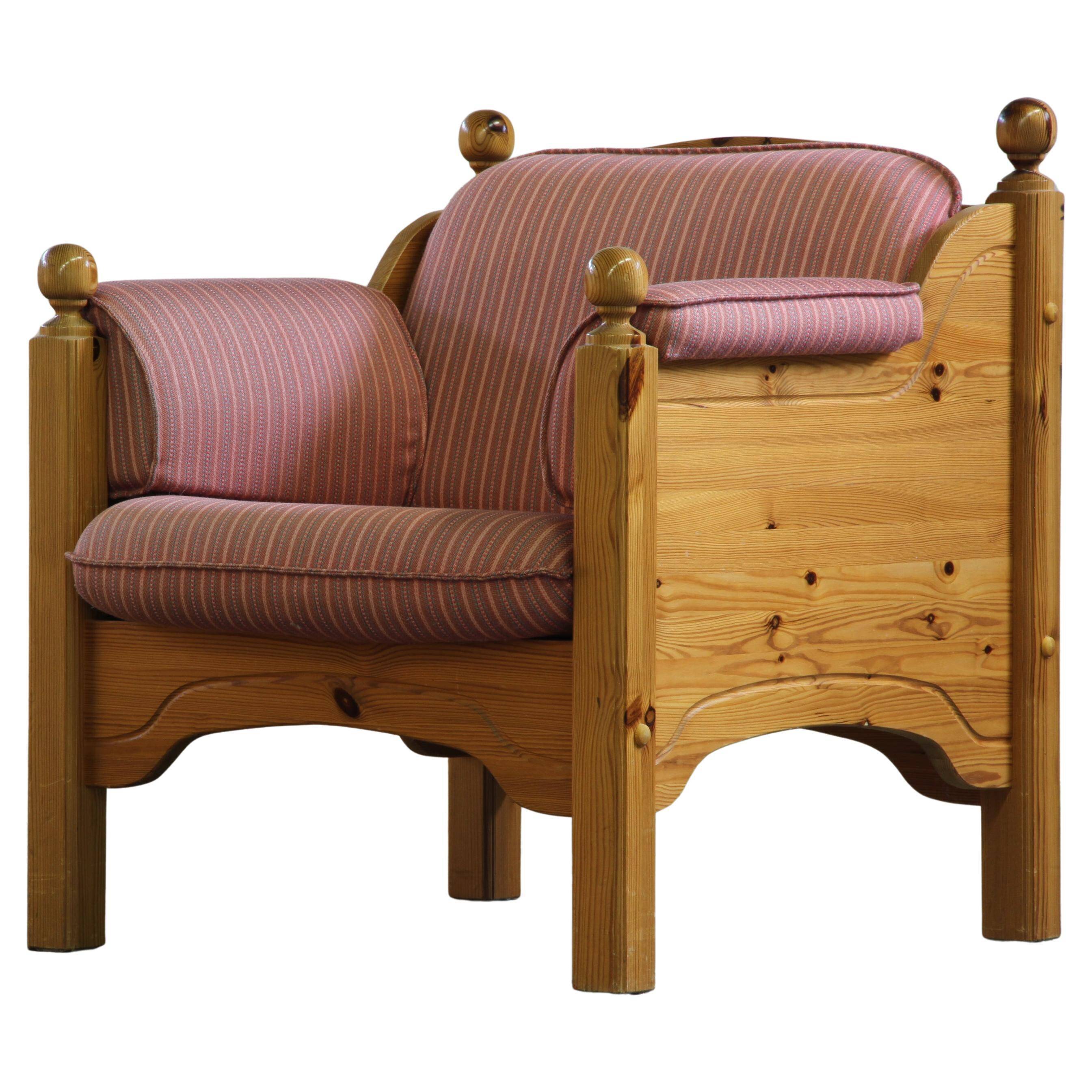 Vintage mid-century Danish pine lounge chair, 1970s