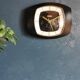 Vintage formica clock silent trapezoid wall clock "Bayard noir"