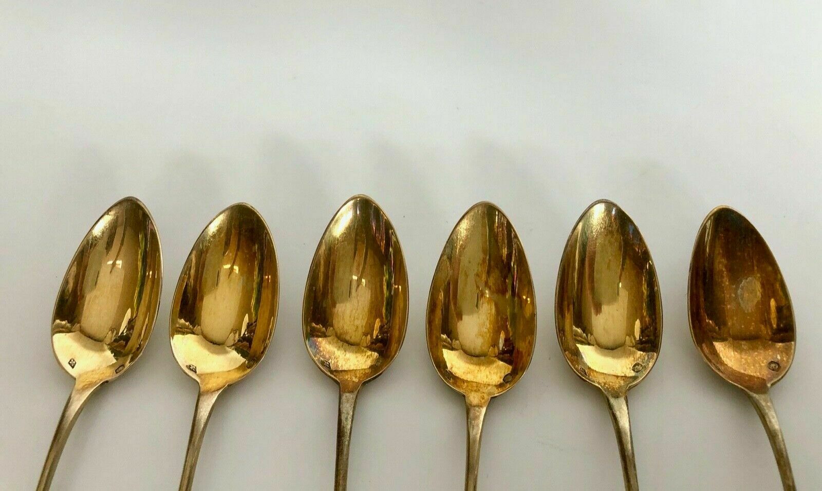 6 spoonfuls silver and vermeil poincon minerve gaston bardies 19th 122 grams