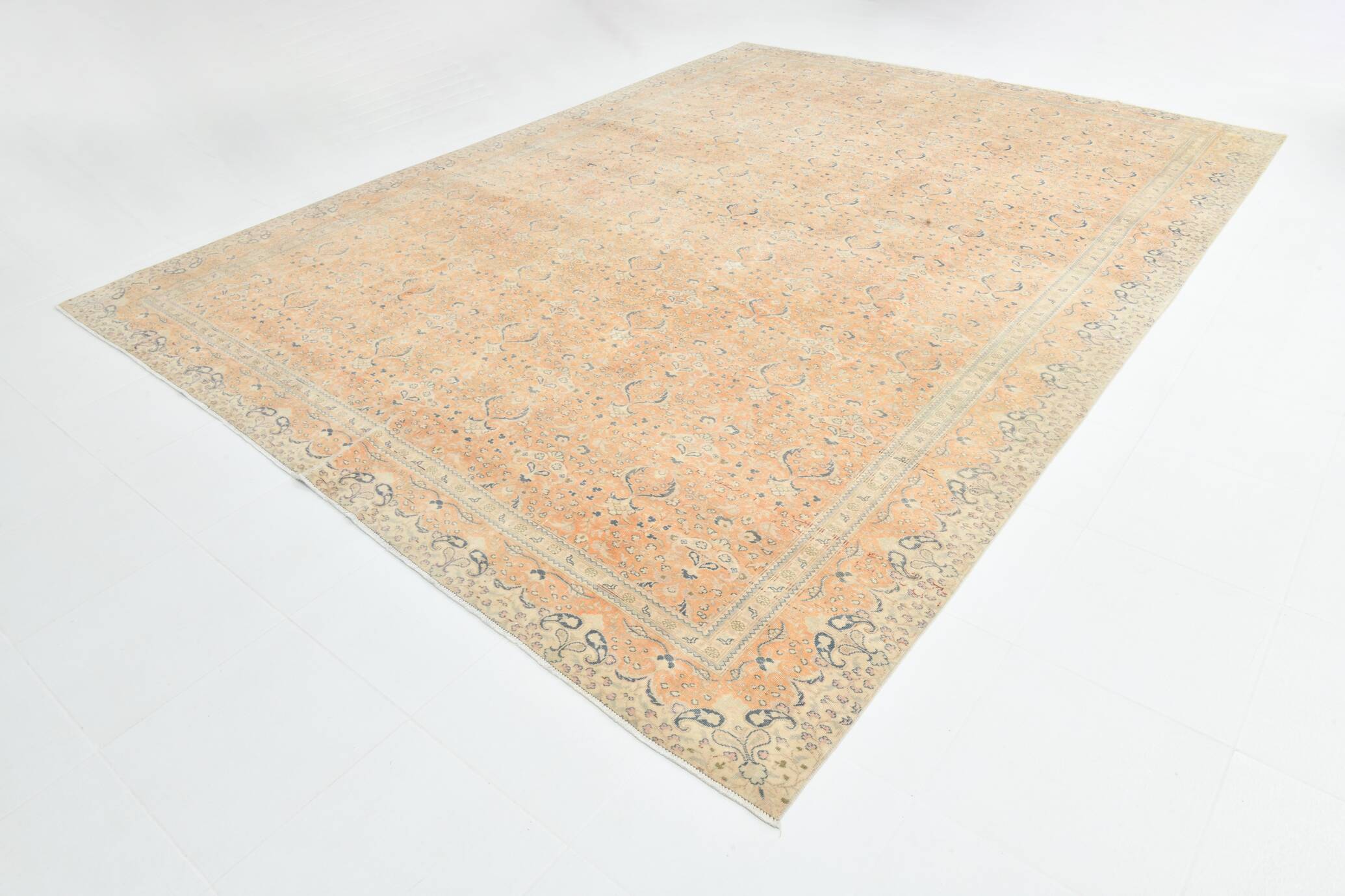 Grand Tapis Vintage Saumon et Beige, Motifs Classiques, 298x400 Cm