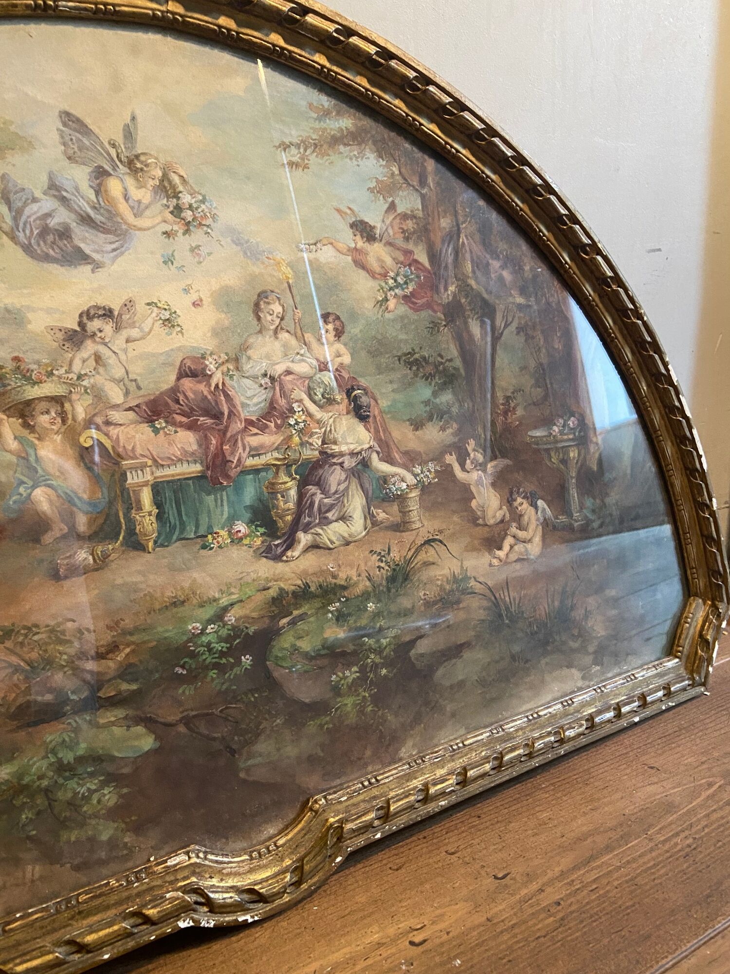 Watercolor painting XIXth Century antique decoration signed M.Censier