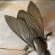 2 metal ashtrays with insect fly designs from the 1950s-60s.