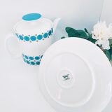 Lot 1 teapot 1 milk pot 2 cups vintage blue