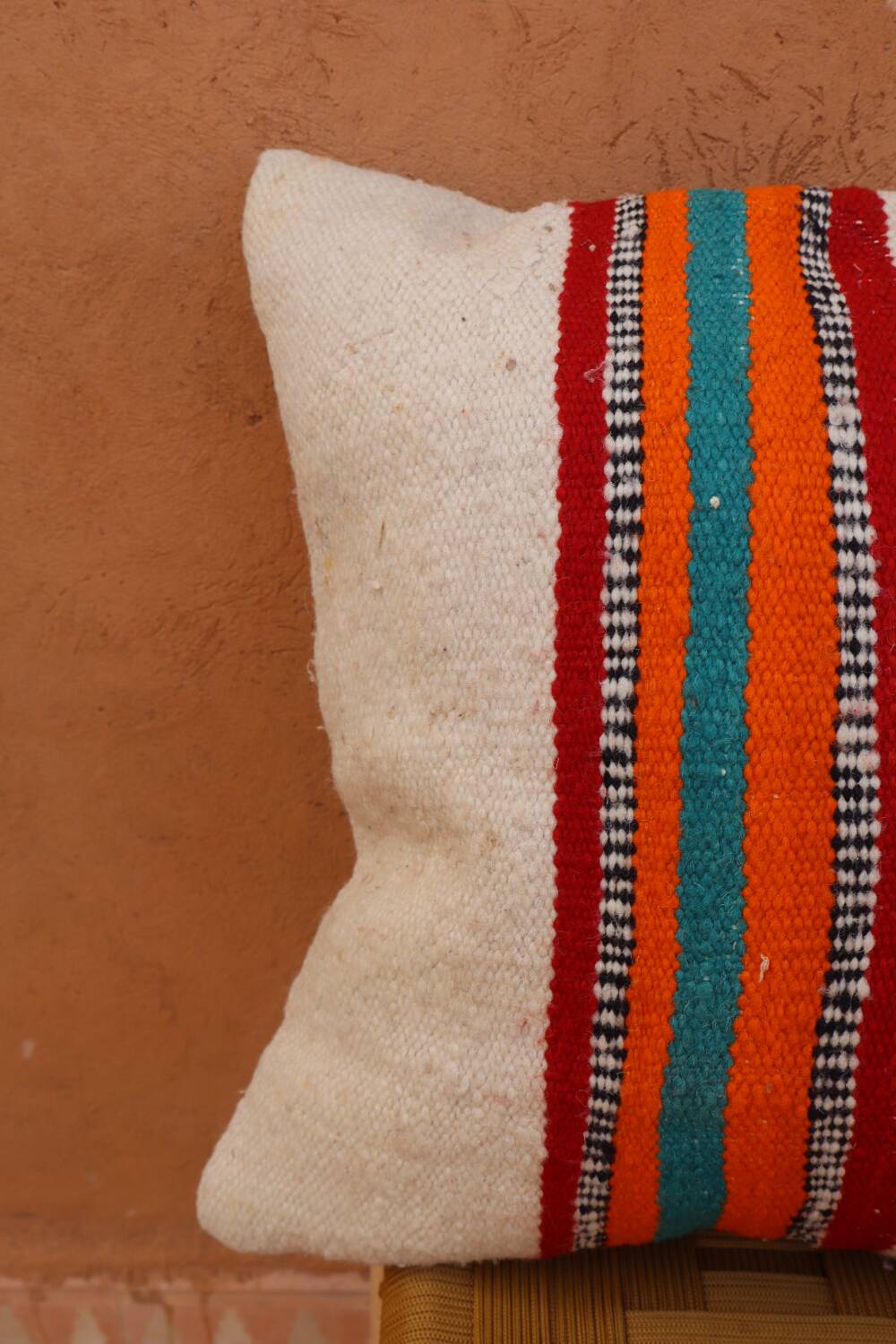 Colorful striped wool cushion