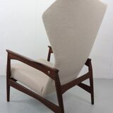 Danish adjustable wingback lounge chair in teak by Ib Kofod Larsen