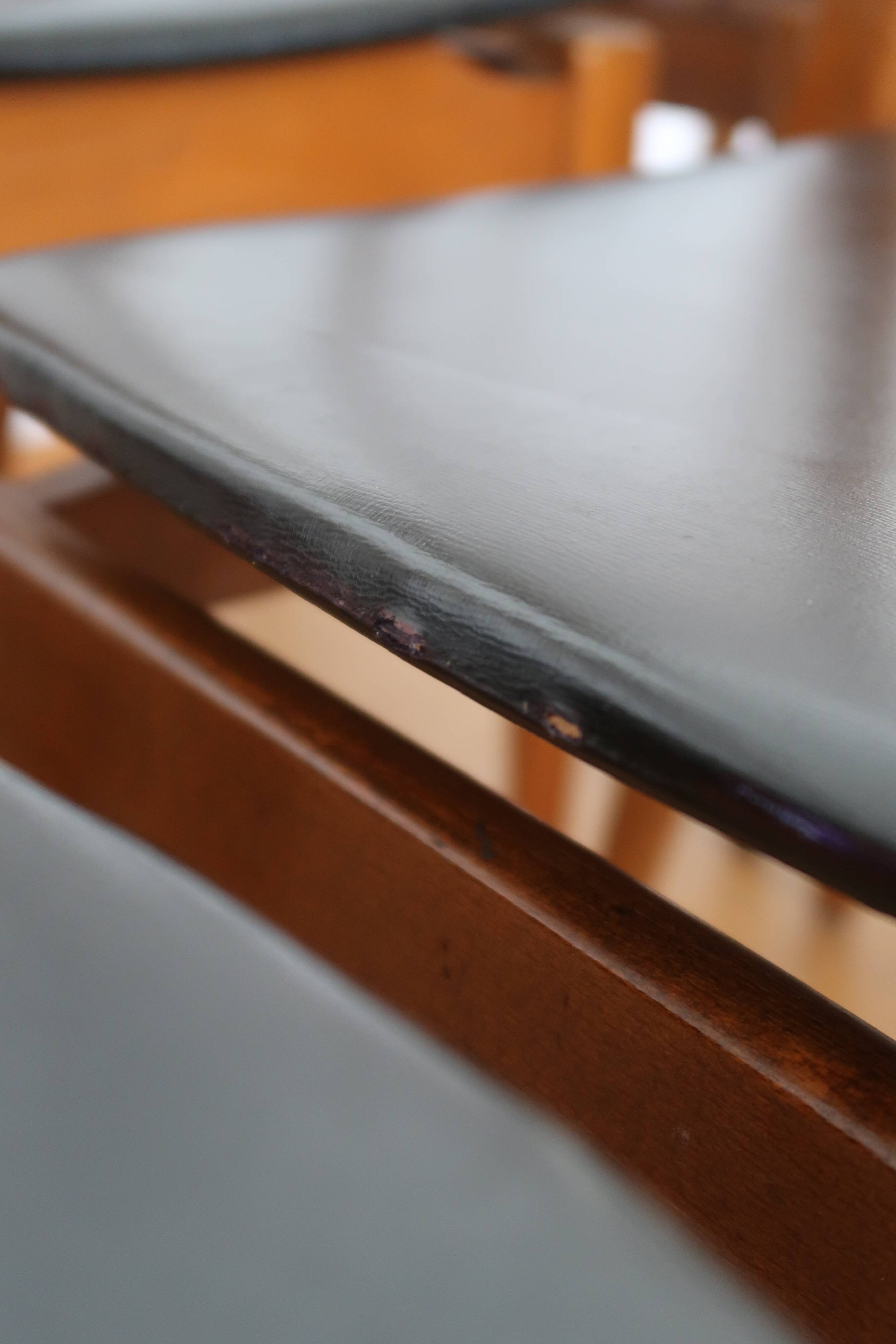 6 Scandinavian beech skai chairs