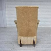 1950s, Danish armchair, furniture velour, ash wood legs.