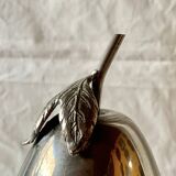 Chromed metal pear - 1 carafe and 6 amber crystal glasses - liquor cellar