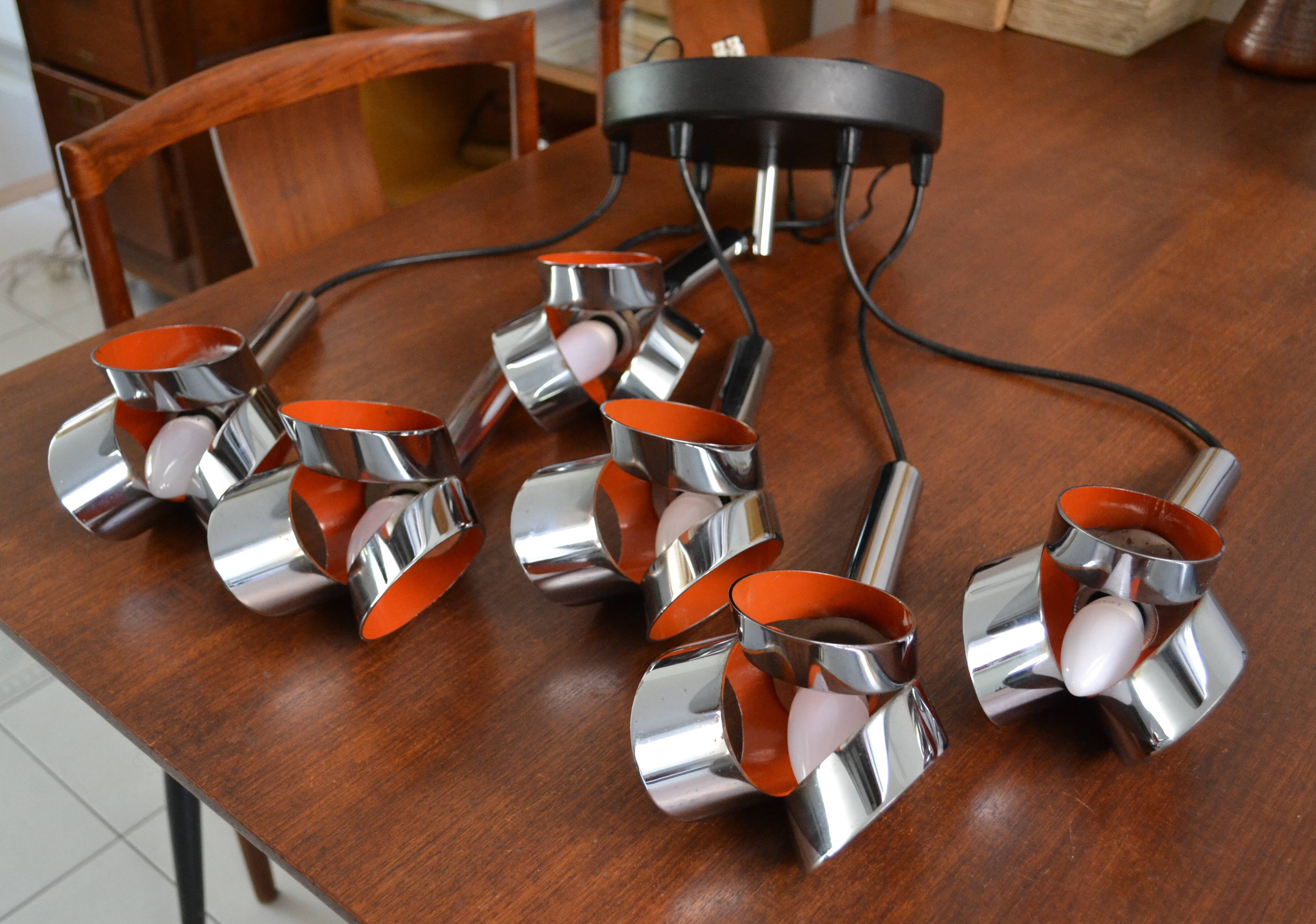 Lustre Raak cascade années 60/70  6 feux