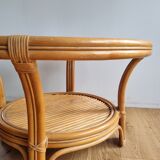 Table basse rotin et verre