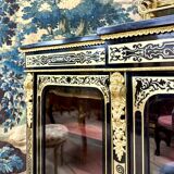 Large Sideboard Or Low Bookcase In Boulle Marquetry, Blackened Wood, Napoleon III Period