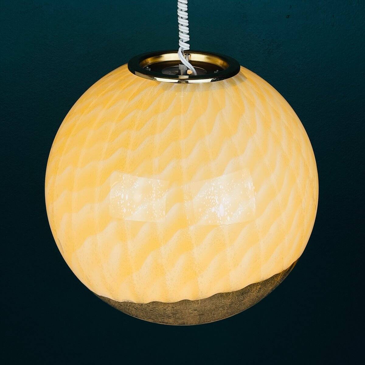 Large vintage Murano ball pendant lamp by Veart, Italy, 1970s.