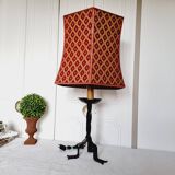 60s Wrought Iron Table Lamp with Upholstered Shade