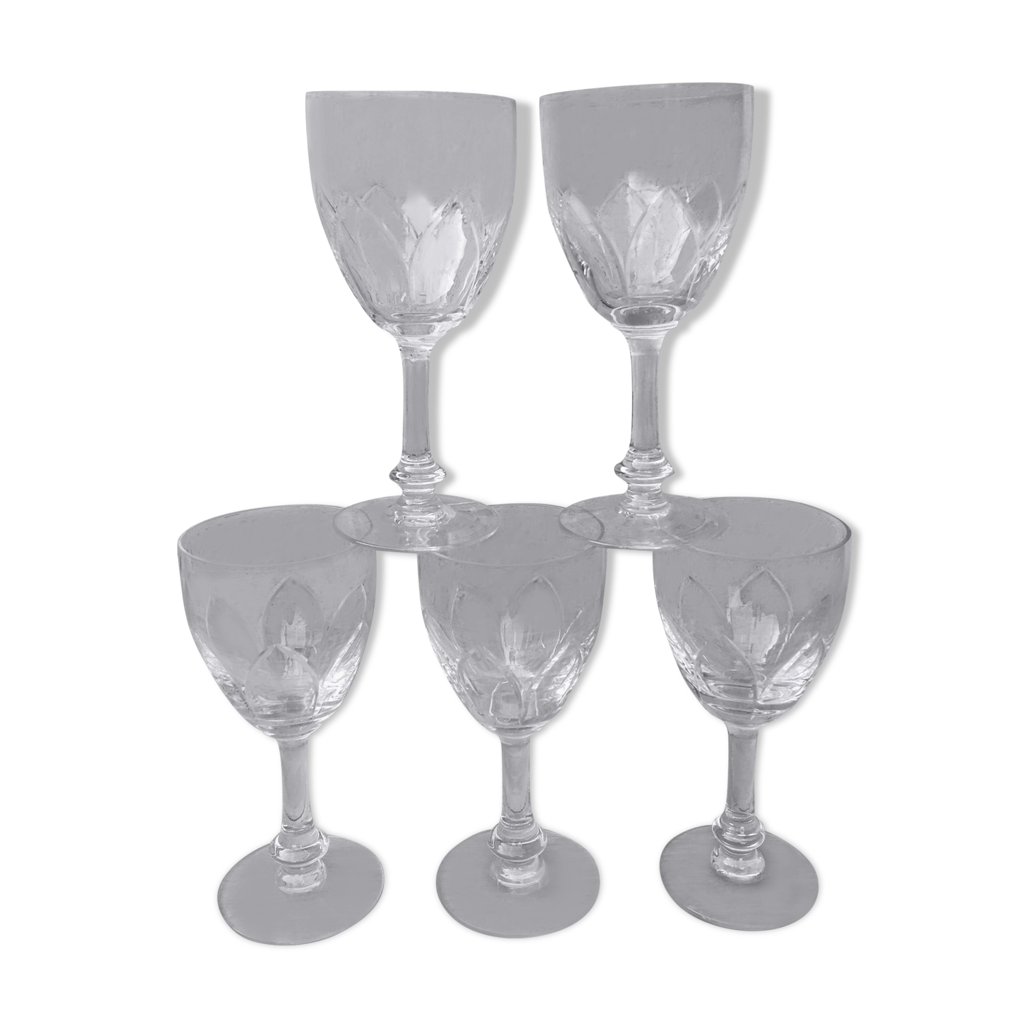 5 verres à pied "fleur"