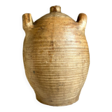 Brown stoneware jar