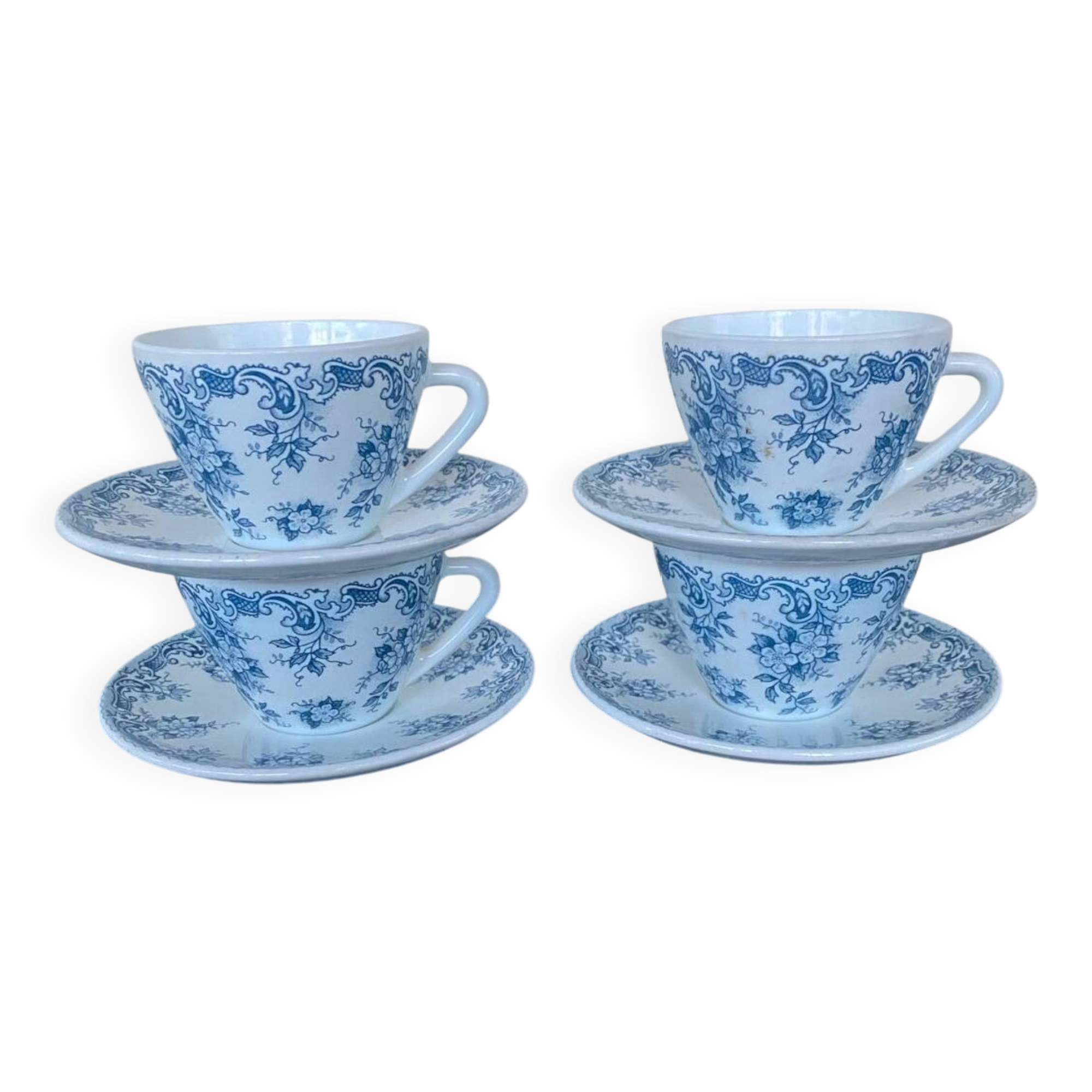 4 seventies cups and saucers from Rivanel