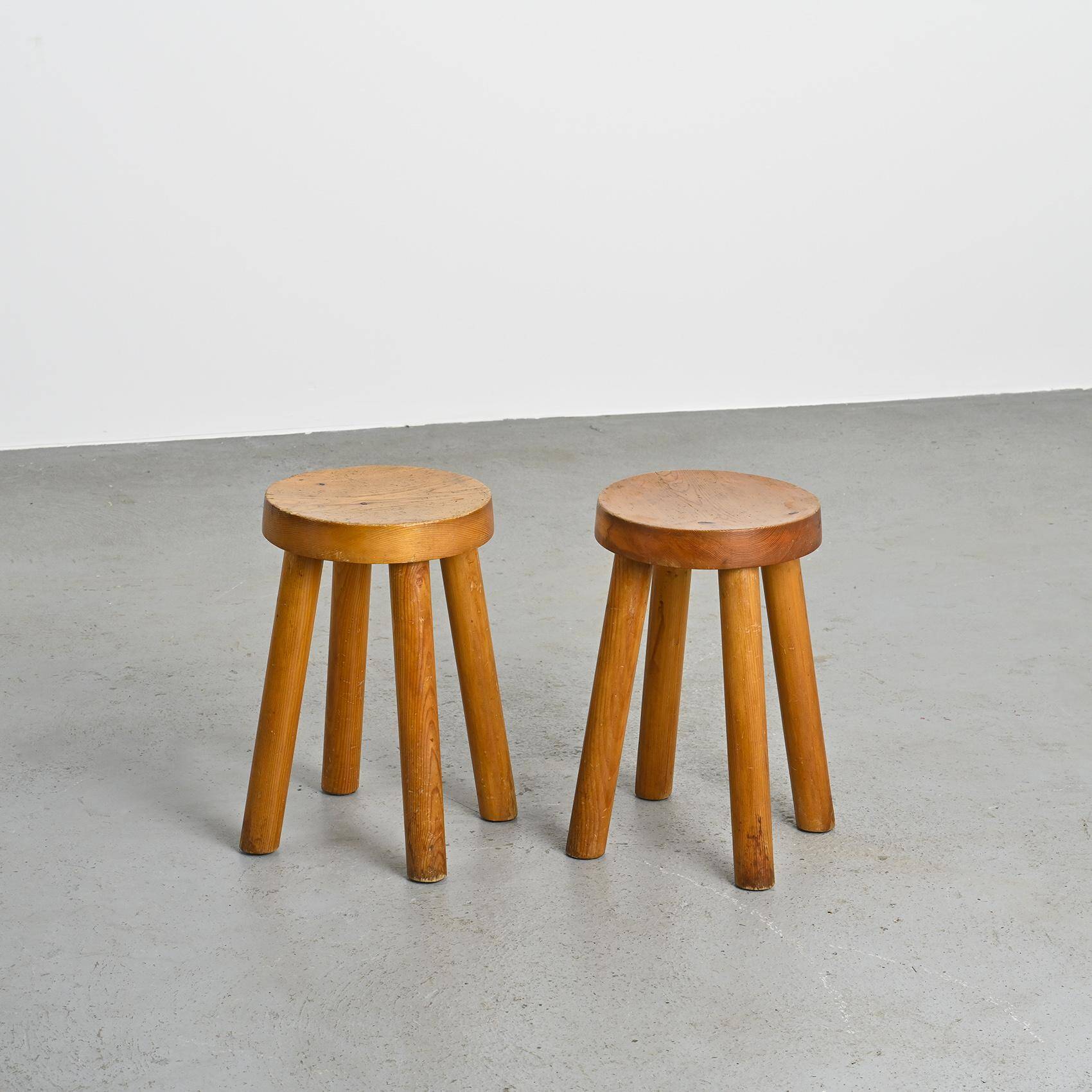 Pair of stools by Charlotte Perriand, Les Arcs, circa 1965