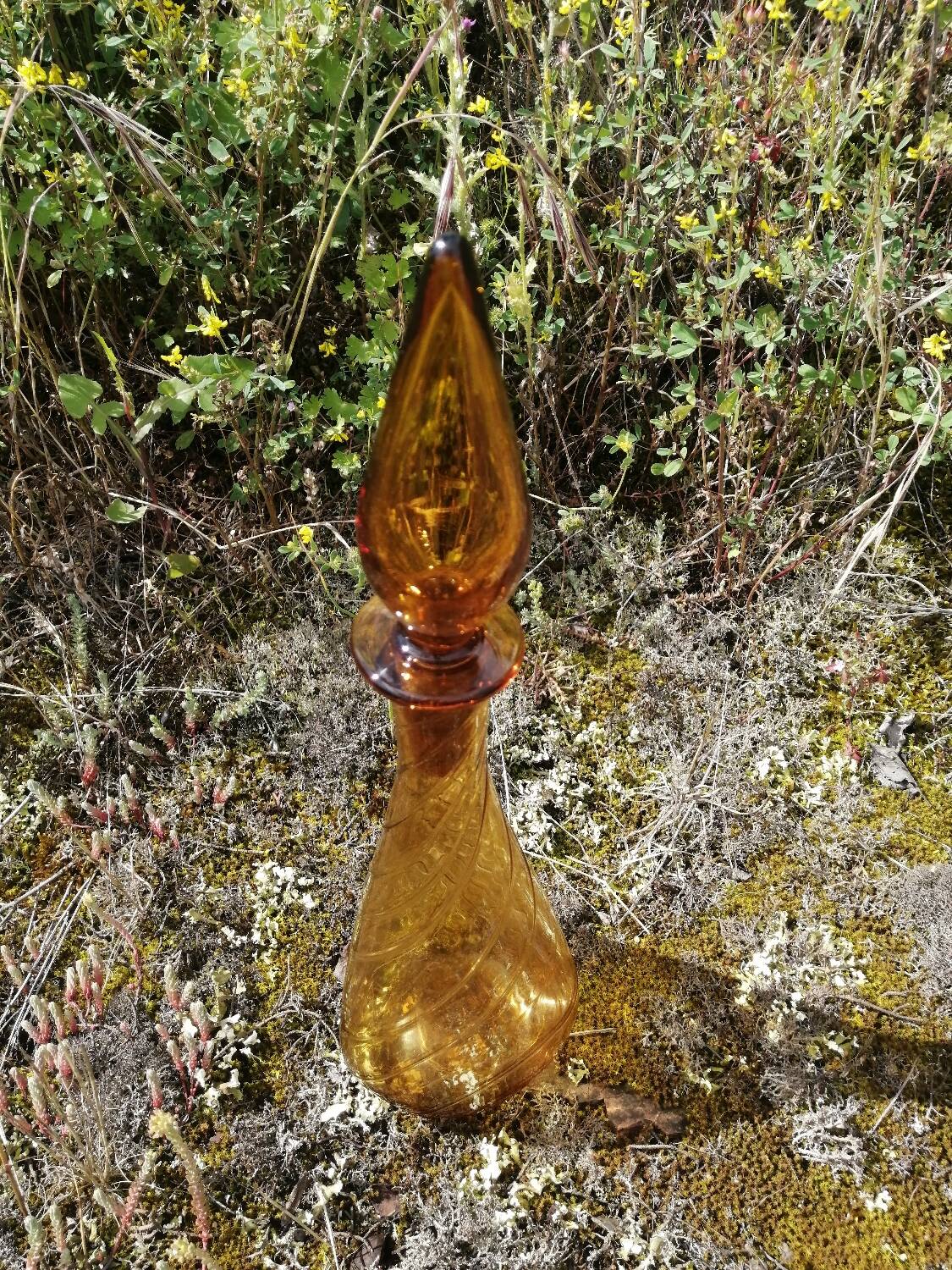 Vintage Empoli Italian blown glass carafe.